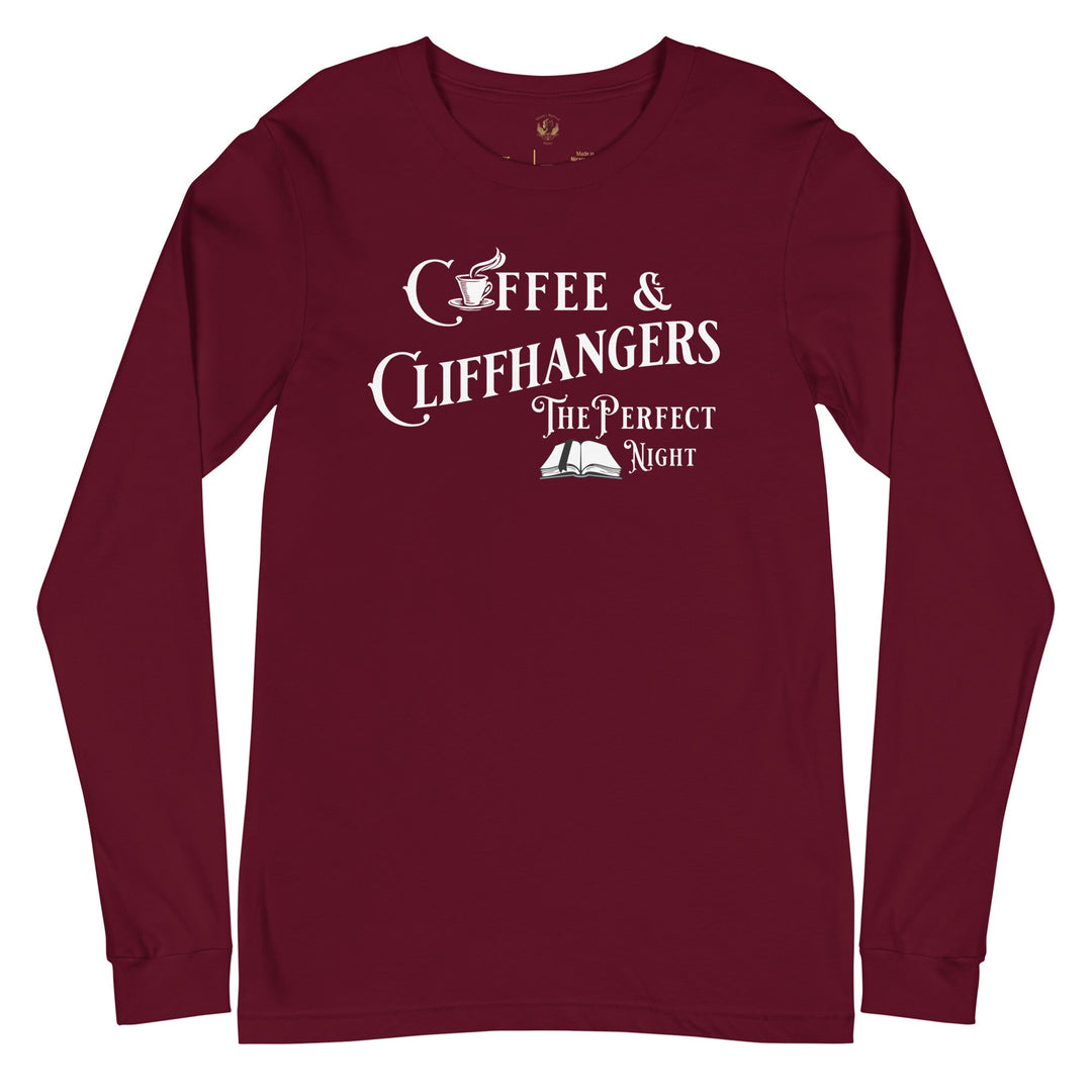 Coffee & Cliffhangers Long Sleeve Tee - Milady's Mythical Market