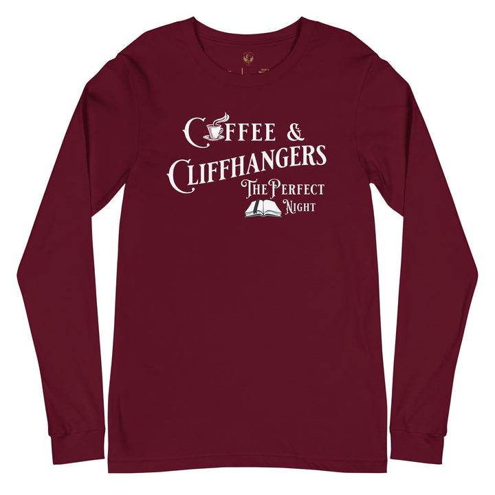 Coffee & Cliffhangers Long Sleeve Tee - Milady's Mythical Market