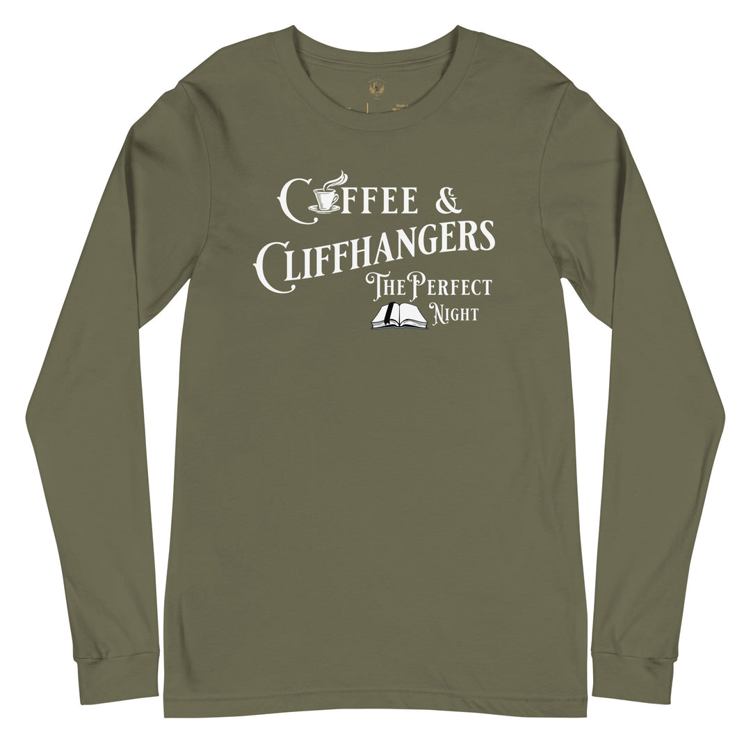 Coffee & Cliffhangers Long Sleeve Tee - Milady's Mythical Market