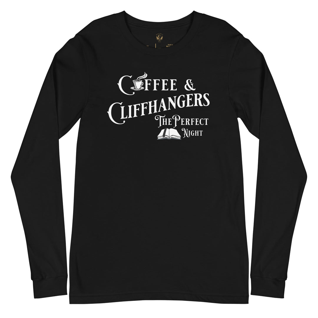 Coffee & Cliffhangers Long Sleeve Tee - Milady's Mythical Market