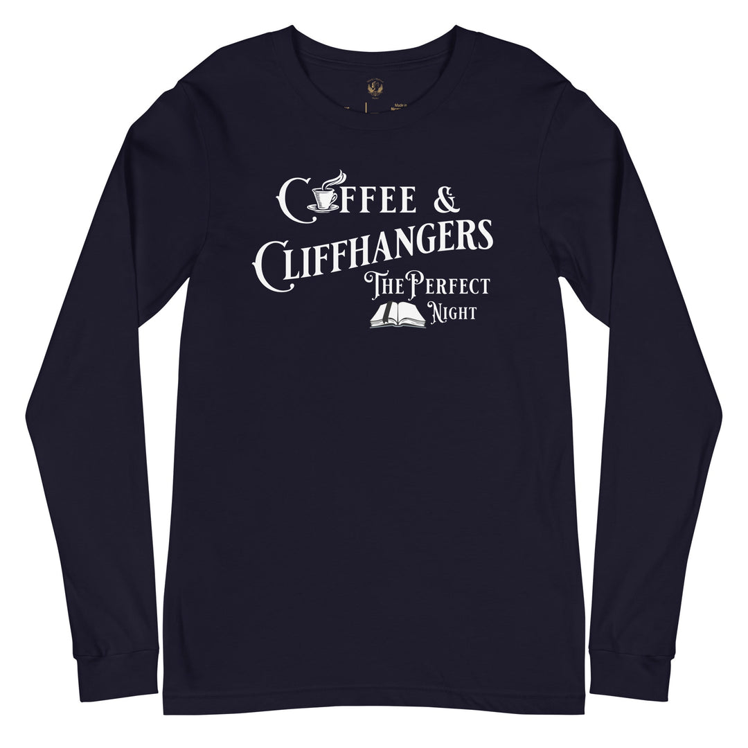 Coffee & Cliffhangers Long Sleeve Tee - Milady's Mythical Market