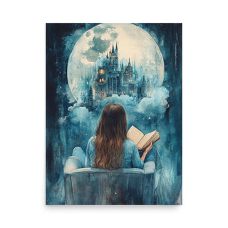 Moonlight Readers Society Poster, Reading Nook Decor for Bookish Girls - Milady's Mythical Market