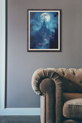 Moonlit Mystical Castle Premium Luster Poster - Milady's Mythical Market