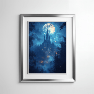 Moonlit Mystical Castle Premium Luster Poster - Milady's Mythical Market