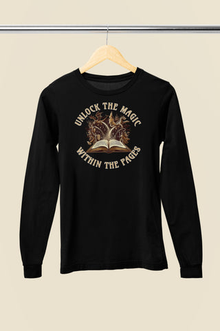 Unlock The Magic Within The Pages Long Sleeve Tee - Milady's Mythical Market